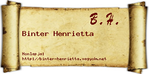 Binter Henrietta névjegykártya